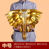 悦吉祥大象挂件欧式客厅玄关动物头壁挂复古墙壁酒吧墙面装饰品象头墙饰 051金色中号（尺寸55*45*15cm）