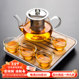 瓷牌茗茶具（cipaiming teaset） 透明玻璃茶具整套套装家用功夫茶壶茶杯会客泡茶器 透明八骏壶4玉兰杯+小四方盘