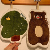 范爷家擦手巾森林小熊挂式抹布厨房浴室吸水速干小毛巾学生宿舍手帕擦脚