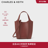 CHARLES&KEITH柔软手提包斜挎菜篮子包水桶包包女包生日礼物CK2-51220011 Chocolate巧克力色 S