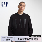 Gap男女装2024初秋新款字母印花大logo圆领抓绒卫衣609136简约经典款 黑色 165/88A(S) 亚洲尺码