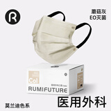 润米生物灰色一次性医用外科口罩灭菌高颜值夏季防晒【 蘑菇灰/50片盒】