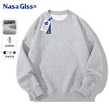 NASA GISS圆领卫衣男纯色基础款上衣情侣款百搭长袖T恤 灰色圆领常规 L 