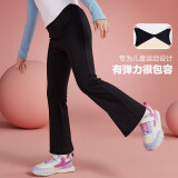ASK JUNIOR女童裤子2025春儿童纯色喇叭裤休闲舒适弹力长裤 黑色  110 