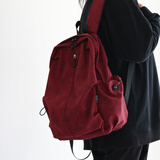 丛林鸟ins日系新款百搭书包女大学生日韩初高中生双肩包大容量简约背包 红色 大号