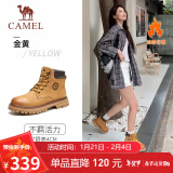 骆驼（CAMEL）王俊凯同款加绒马丁靴户外工装大黄靴女 GF122W7790R 金黄 37