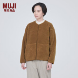 无印良品（MUJI）女式  长毛抓绒 夹克 短款外套女  简约风 BB2NSA3A 深暗黄色 S(155/80A)