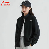 李宁外套春秋款女针织开衫女上衣2026秋季显瘦休闲宽松大码运动服 标准黑(棉质款)基础款 S /165