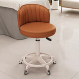 北风之恋吧台椅升降椅高脚凳酒吧椅前台收银台椅子美容旋转椅家用化妆凳子 橘色靠背【米白架-超静音轮】