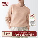 无印良品 MUJI 女式 含牦牛绒骆驼绒圆领毛衣 长袖针织衫秋 冬季 烟熏粉色 M -L(165/88A)