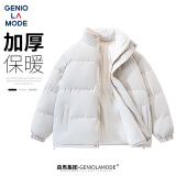 GENIOLAMODE棉服男立领休闲舒适加绒面包服纯色百搭保暖男女同款外套