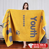 智宙浴巾纯棉100%加大加厚不掉毛吸水速干洗澡巾成人儿童家用柔软毛巾 避风港浴巾-浅橘黄70x140cm