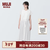 无印良品（MUJI）女式 强捻法国袖连衣裙 女装裙子夏季纯棉全棉衬衫连身裙BC2JGC4S 白色 M(160/84A)