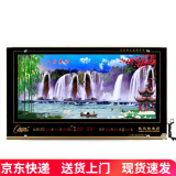 康巴丝（Compas） LED数码万年历电子钟表挂墙壁画钟表客厅挂钟夜光日历表石英钟 八方来财79*42cm