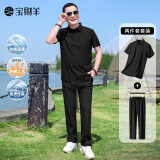 宝财羊爸爸套装夏季短袖t恤男冰丝凉感polo运动中老年人衣服父亲节礼物