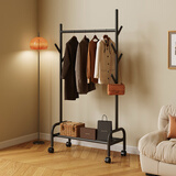 姗姗木艺衣架落地衣帽架卧室挂衣架可移动晾衣架阳台晒衣架收纳置物架子