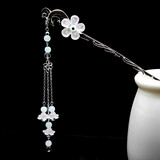 梦君宸手工古装古风发簪子步摇汉服流苏发饰头饰仙女 C-6【云舒】浅蓝【左】