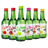 真露韩国原装进口烧酒青葡萄味清酒低度酒360ML瓶利口酒果味酒桃子 混合口味6瓶（送2个酒杯）