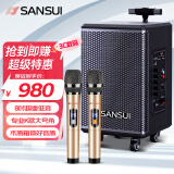 山水（SANSUI）广场舞智能音响8英寸低音炮移动户外K歌拉杆音箱无线麦克风摊摆喇叭TE06电木吉他民谣乐器音箱