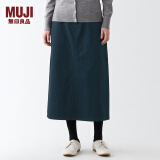 无印良品 MUJI 女式 丝光斜纹 裙子半身长裙秋冬季简约风纯棉全棉BEK37C2A 藏青色 S(155/62A)