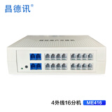 昌德讯ME108程控电话交换机1进8出电话分线器3进8出来电显示IVR彩铃一键导航2进8出一键紧急消防警报 4进16出（ME416）