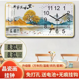 挂钟客厅2025年新款时钟挂墙石英挂钟表电子万年历静音创意免打孔 家和万事兴（送：无痕钉+电池） 长80cm*宽40cm