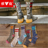 雅鹿袜子男士100%纯棉袜四季潮袜原宿风中筒袜滑板袜ins运动 纯棉100%字母boom长袜- 5双