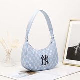 FAVES MLBmlb包包腋下包饺子包ny洋基队包单肩包女包月牙包 帆布蓝色