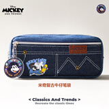 迪士尼（Disney）小学生笔袋 高颜值牛仔收纳袋/初中生大容量铅笔袋/文具盒儿童学习用品 米奇浅蓝A83303-M1