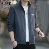 吉普（JEEP）夹克男春秋季外套男士新款立领夹克衫休闲百搭防风衣服潮流男装 深灰色 （常规款） XL （125-140斤）