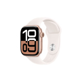 Apple Watch Series 10 智能手表42毫米玫瑰金色铝金属表壳淡桃粉色运动型表带M/L【GPS款】MX1V3CH/B