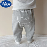 迪士尼（Disney）婴儿大屁屁裤子宝宝男女春秋季纯棉卡通长裤宽松裤哈伦裤高腰裤pp 灰色 萌熊大屁屁裤 80 cm