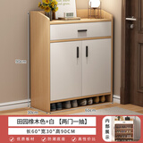 本木自在（BENMUZIZAI）意式轻奢实木鞋柜家用门口室内新款2025爆款入户玄关柜一体鞋架子 普通纤维板60cm两门一抽田园橡木
