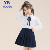 衣诺坊儿童衬衫白色长袖衫衣六一演出服打底衫女童衬衫大合唱T恤