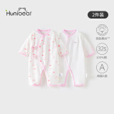欢喜小熊新生儿连体衣宝宝春夏季纯棉护肚爬服0-6个月刚出生春天婴儿衣服
