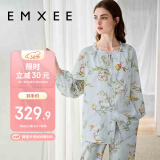 嫚熙（EMXEE）春夏季薄款月子服牛油果纱罗孕妇睡衣产后哺乳家居服套装M码