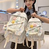 IROYA书包女初中生高颜值大容量高中学生背包可爱清新小学生轻便双肩包 白色小号【送挂件+星星套装】