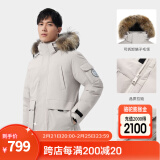 骆驼（CAMEL）【王俊凯同款】户外羽绒服冬季新款连帽羽绒衣中长款保暖防风外套 AA12264035B，浅卡其，男女同款 S