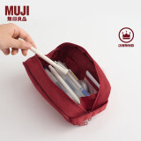 无印良品（MUJI）锦纶笔袋/附提手/附透明隔层 文具盒铅笔盒大容量红色 19*８*８cm