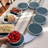 天颛长方形餐桌转盘家用便携手动旋转托盘可调节转歺盘器长条桌餐盘架 手动旋转餐盘【8盘】 适合1.4米长桌 自由组装丨可拆卸丨易清洗