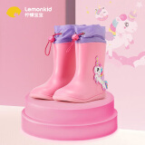 lemonkid儿童雨鞋男女童防滑鞋小童宝宝防水雨靴卡通束口  飞天独角兽 210