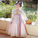 安妮优儿中秋节女童汉服连衣裙中国风儿童唐装古风超仙公主裙 紫色 120