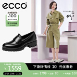 爱步（ECCO）【明星同款】乐福鞋女 百搭牛皮厚底粗跟英伦风单鞋女 摩登490013 黑色49001301001 建议选小一码 39 （偏大，建议选小一码）