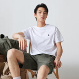 杰克·琼斯（JACK&JONES）26年男装四季打底T恤男士凉感透气多色情侣款短袖t恤水洗不易走形 白色A06 M 175