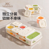 英氏（YEEHOO）宝宝辅食盒储存冷冻格婴儿专用肉泥保鲜分装冷藏硅胶冰格磨具 【可冷冻/蒸煮】4分格