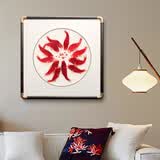 摆福百利刺绣画客厅挂画苏绣新中式装饰画高档背景墙玄关卧室茶室餐厅挂画 【圆角黑框】年年有余-50*50cm