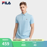 斐乐（FILA）官方男子针织短袖POLO衫夏季商务翻领针织衫舒适短袖T恤上衣 勿忘我蓝-LB M 170/92A