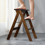 爱必居实木梯凳折叠家用梯子凳子折叠椅子 胡桃色