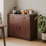 立太（LEADTEK）实木色餐边柜一体靠墙柜子储物柜茶水柜客厅收纳柜边柜厨房置物柜 【加高实木】85cm深胡桃色