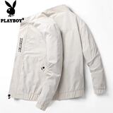 花花公子（PLAYBOY）春秋季新款夹克男士潮流帅气立领外套青年韩版休闲大码上衣服男装 1XM21/J1938卡其 2XL